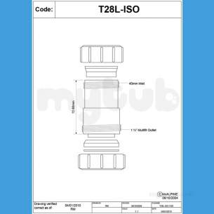 Mcalpine Waste traps overflow -  1.5 Inch Str Conn Multifit X Din T28l-iso