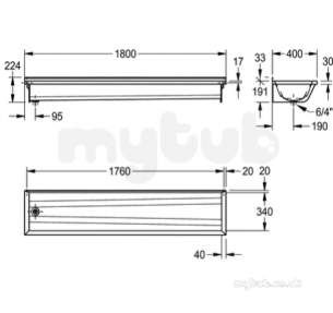 Sissons Stainless Steel Products -  Bx180l Wash Trough 1800x400x175mm Ss