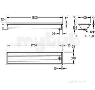 Sissons Stainless Steel Products -  F0039 Wash Trough 1800 X 400 X 175mm Ss