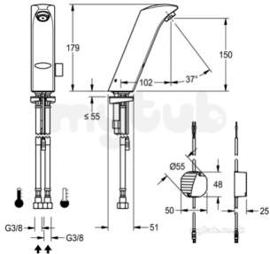 Franke Sissons Commercial Brassware and Showers -  Franke Sissons Protronic S Mixer Tap C/w