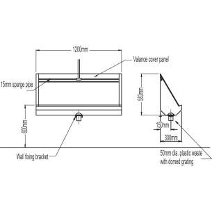Pland Commercial Stainless Steel -  Pland Wall Mounted 1500mm Economy Urinal Conc Sparge