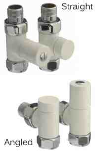 The Radiator Company Towel Warmers and Decorative Rads -  Cylinder Straight Valves White Vvcylstw