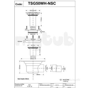 Mcalpine Waste traps overflow -  Mca 50mm W/s Ho Sheet Gully Nsc Tsg50wh-nsc