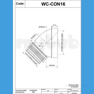 Mcalpine W C Connectors -  Mcalpine Wc-con16 Wc Connector 45 Deg