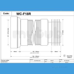 White McAlpine WC-F18R Straight Flexible WC Connector