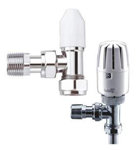 Pegler Bulldog TrvS and Manual Valves -  Bulldog 643150 Chrome/white 2 Thermostatic Radiator Valve Lockshield Valve Pack 15mm
