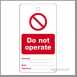 Regin P95 Do Not Operate Warning Plate