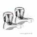 Club Bath Taps-ex Heads Pair Chrome Plated C 3/4 C Nh