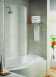 Fs20901aqu Polished Silver Aqua 5 Clear Glass Curved Shower Screen 1500x720mm