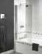 Polished Silver Shine Clear Glass Radius Shower Bath Screen 1500x850mm