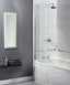 Fbs0274aqu Polished Silver Clear Glass Curved Shower Bath Screen 1500x710mm